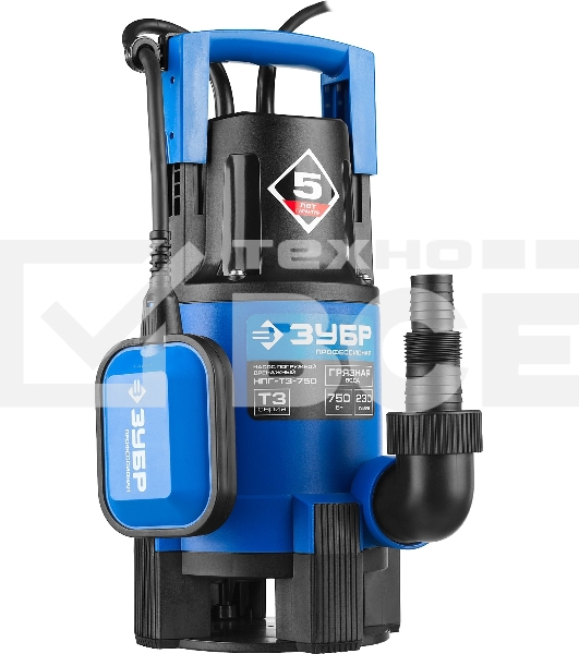 Насос ЗУБР НПГ-Т3-750 профессионал т3 погружной дренажный для грязной воды d частиц до 35мм 750Вт