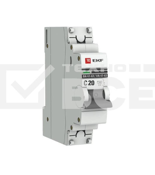Автоматический выключатель EKF mcb4763-1-20C-pro 1P 20А (C) 4,5kA ВА 47-63 EKF PROxima