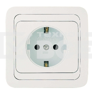 Розетка 1-м СП Mimoza 16А IP20 с заземл. бел./бел. Makel 12028