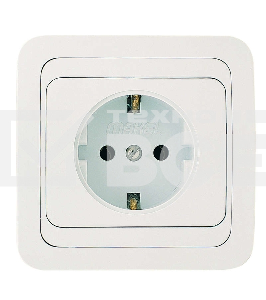 Розетка 1-м СП Mimoza 16А IP20 с заземл. бел./бел. Makel 12028
