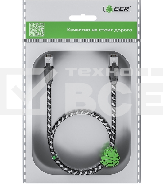 Патч-корд GCR PROF прямой 3.0m, UTP медь кат.6, STRONG черно-белый нейлон, ethernet high speed 10 Гбит/с, T568B, GCR-52778