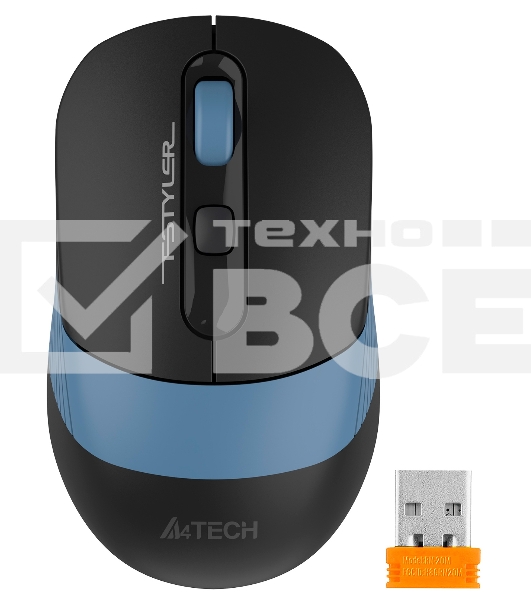 Мышь беспроводная A4Tech Fstyler FB10C черный/синий, 2000 dpi, радиоканал, Bluetooth, USB, кнопки - 4