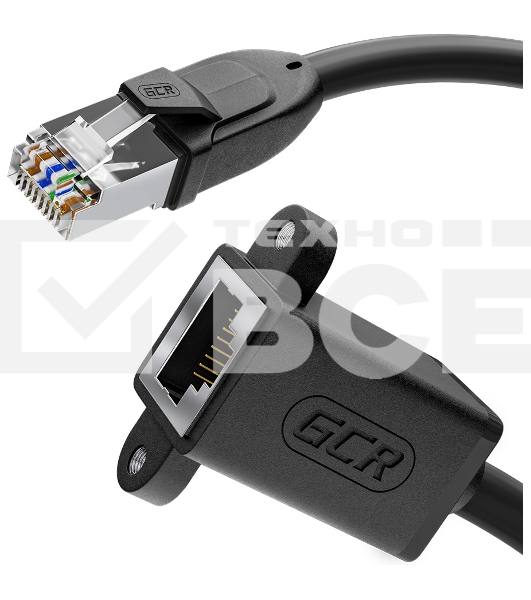 Удлинитель GCR  PROF патч-корда прямой 5.0m, FTP медь, кат.6, 24 AWG, крепление под винт, никелированный коннектор, T568B, GCR-53719