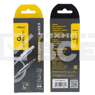 Кабель-переходник USB Cablexpert CCAB-AP35M-1M-W, Lightning/Jack3.5, Mobile, 1м, белый, коробка