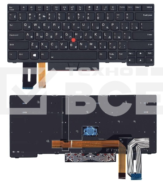 Клавиатура для ноутбука Lenovo ThinkPad E480 E485 черная с подсветкой