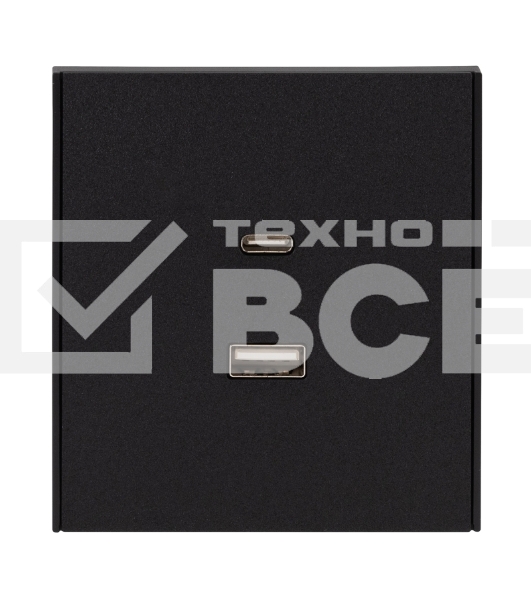 Розетка Kranz STRONG USB-A+Type-C 3А с функцией быстрой зарядки антрацит