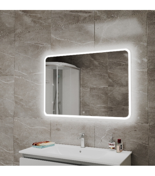 Зеркало Bau Stil 100х70, LED подсветка, сенсор, пластиковый защитный корпус