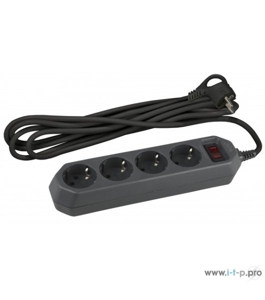 Сетевой фильтр ЭРА USF-M-4es-1.5m-B, 1.5м, черный [б0019740]