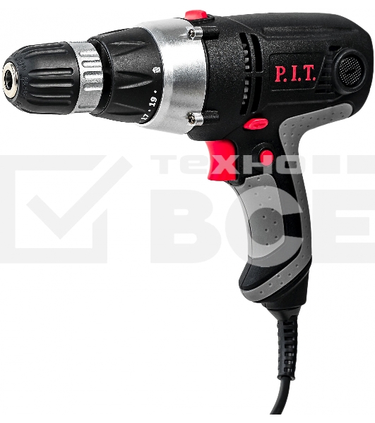Дрель-шуруповерт сетевой P.I.T. РВМ10-С2 МАСТЕР, Сетевая, 400Вт