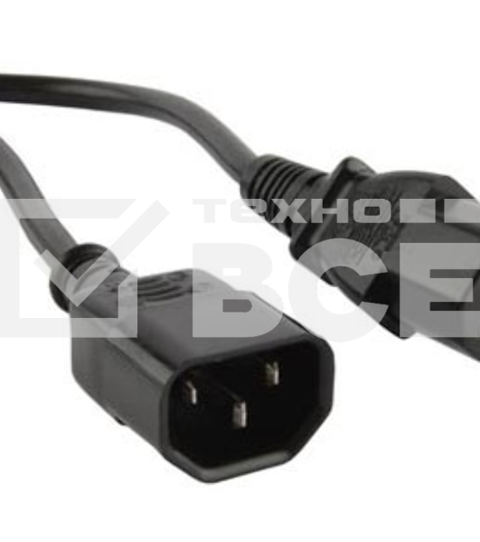 Кабель Hyperline PWC-IEC13-IEC14-1.0-BK Кабель питания монитор-компьютер IEC 320 C13 - IEC 320 C14 (3x0.75), 1 м