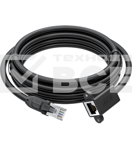 Удлинитель GCR  PROF патч-корда прямой 5.0m, FTP медь, кат.6, 24 AWG, крепление под винт, никелированный коннектор, T568B, GCR-53719