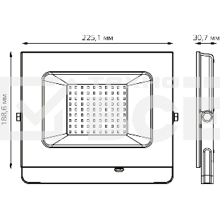 Прожектор светодиодный Elementary 70W 7175lm 4000К 175-265V IP65 черный LED