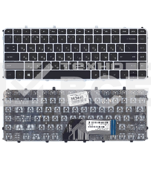 Клавиатура для ноутбука HP Envy 4-1000 Envy 6-1000 черная с серебристой рамкой