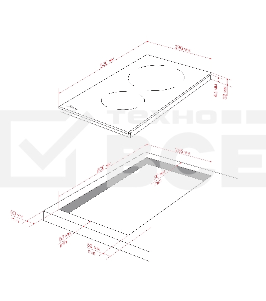 Варочная панель Monsher, High-Tech, Hi-Light, 30 см, 2 конфорки, 9 уровней мощности, сенсорное управление, автоматическое отключение, индикация остаточного тепла, таймер, черный