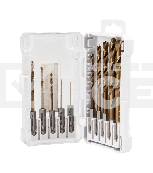 Набор сверл по металлу 'Кобальт' Kranz 1,5-10 мм, Р6М5К5, шестигранный хвостовик, 10 шт.