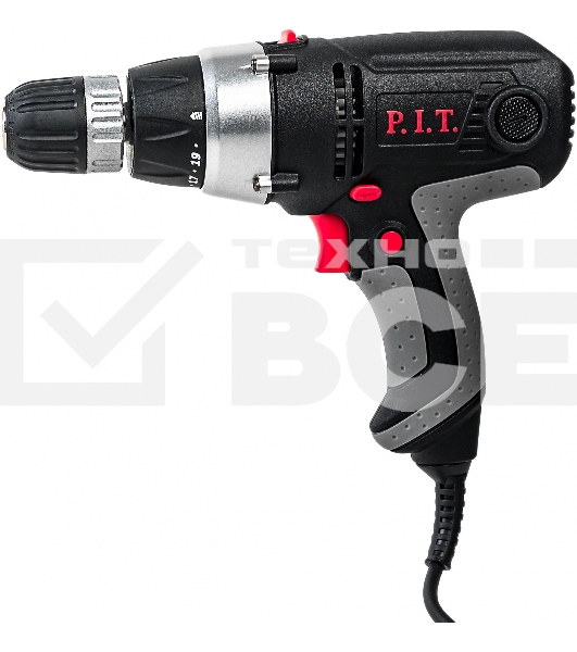 Дрель-шуруповерт сетевой P.I.T. РВМ10-С2 МАСТЕР, Сетевая, 400Вт