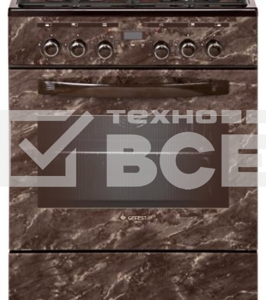Плита комбинированная Gefest 6502-04 0054 коричневый, конфорок 4 газовых, духовка 55 л, 60 см x 85 см x 60 см