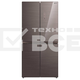 Холодильник Korting KNFM 81787 GM коричневый трехкамерный 303/153л морозилка снизу Side by Side