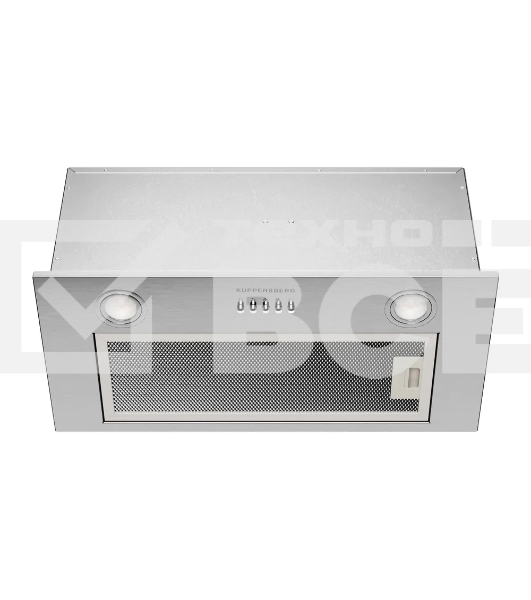 Встраиваемая вытяжка Kuppersberg INPUSH 60 X, High-Tech, 60 см, механическое управление, обратный клапан, 3 скорости, 780 м3/ч, периметральное всасывание, угольный фильтр KF-SC 2 (опция), уровень шума 62 дБ, цвет нержавеющая сталь