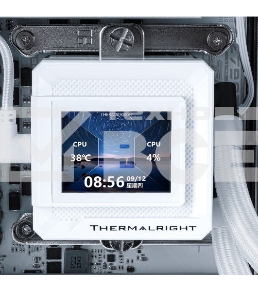 Водяное охлаждение для процессора Thermalright Frozen Warframe SE 240 ARGB White (240mm, LED temp., Black, ARGB/ Fans: 2x120mm, 70.84CFM, 29.8dBA, 2000RPM/ Pump height 59mm, Rad thickness 27mm/ S: 1851, 1700, 1200, 115X, AM5, AM4)