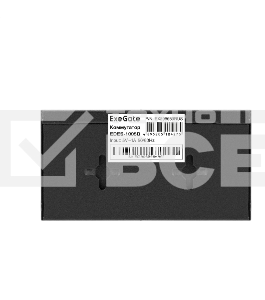 Коммутатор неуправляемый ExeGate EDES-1005D (5-портовый UTP 10/100Mbps, металлический корпус, с функцией энергосбережения (EEE), настольный/настенный)