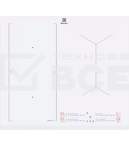 Индукционная варочная панель Electrolux CIS62450FW на 4 конфорки, сенсорный слайдер DirectAccess, SenseCookBoil,Stop&Go, PowerBoost и Bridge, мощность: 7.8-11.7 кВт, независимая установка, размеры (ШхГ): 59x52 см,белый