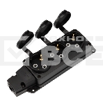 Розетка (колодка) Rexant влагозащищенная с крышкой 3 гнезда COMPACT, с/з, 16А, IP54, каучук, черный, фото 1