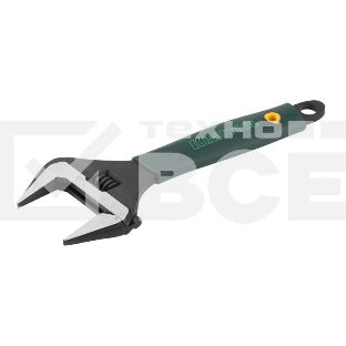 Ключ разводной KRAFTOOLCr-V,фосфатир,эргоном рукоятка из эластомера,увелич зев,угол наклона губок 15град,250мм/10',50мм