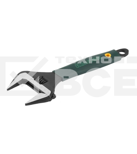 Ключ разводной KRAFTOOLCr-V,фосфатир,эргоном рукоятка из эластомера,увелич зев,угол наклона губок 15град,250мм/10',50мм