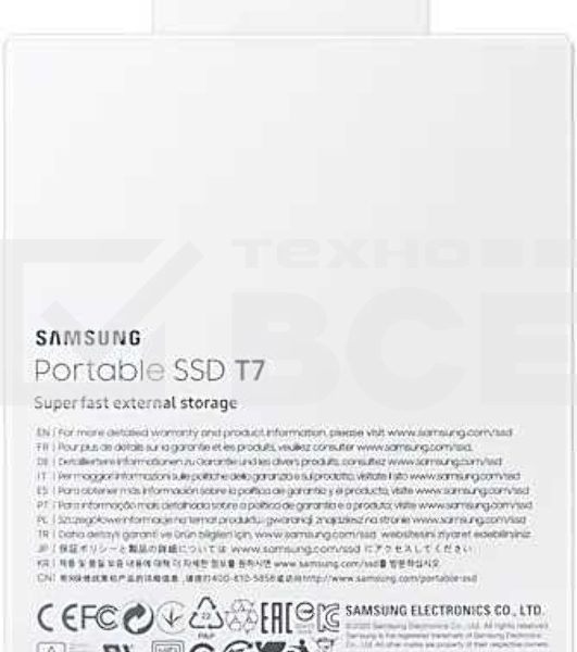 Твердотельный накопитель Samsung SSD 2TB T7, USB Type-C, R/W 1000/1050MB/s, красный