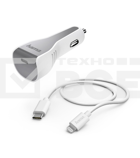 Комплект зарядное устройство Hama H-183317 3A PD для Apple кабель Apple Lightning/Type-C белый