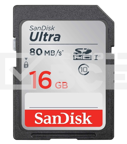 Флеш карта SDHC 16Gb Class10 Sandisk SDSDUNC-016G-GN6IN Ultra 80