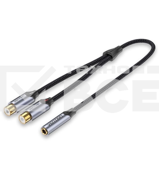 Переходник-разветвитель Vention гибкий Jack 3.5 mm F / 2RCA  F - 0.3м