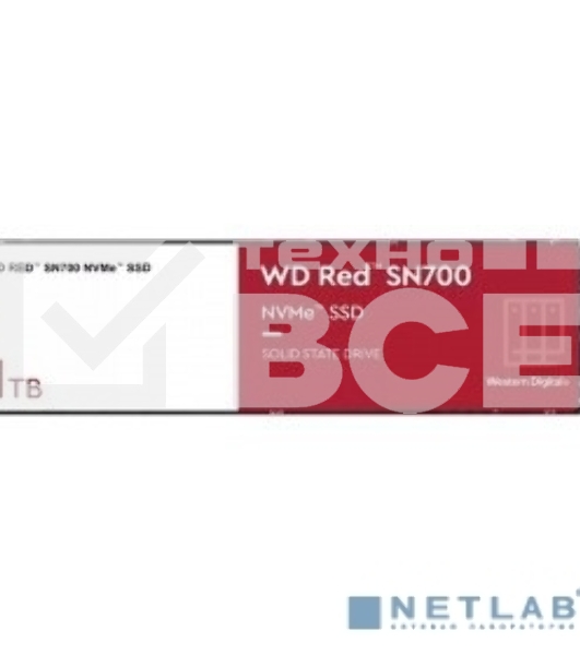 Накопитель SSD WD Red SN700, 1TB, PCIe 3.0 x4, M.2 2280, NVMe, R/W 3430/3000