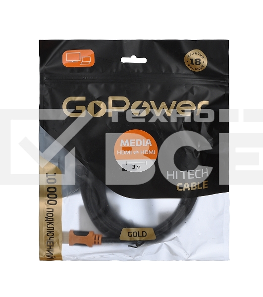 Кабель GOPOWER HDMI (M)-HDMI (M) 3.0M 00-00027309 BLACK