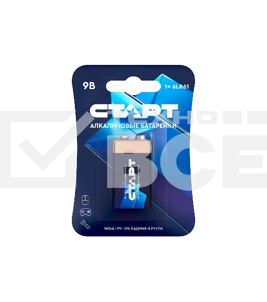 Батарейка СТАРТ 6LR61-BL1 10/200 (1 шт)