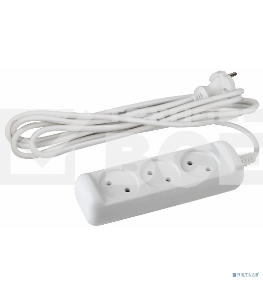 Удлинитель электрический ЭРА UX(6)-3-5m без заземления 3 розетки 5м ПВС 2x0,75мм2 6А