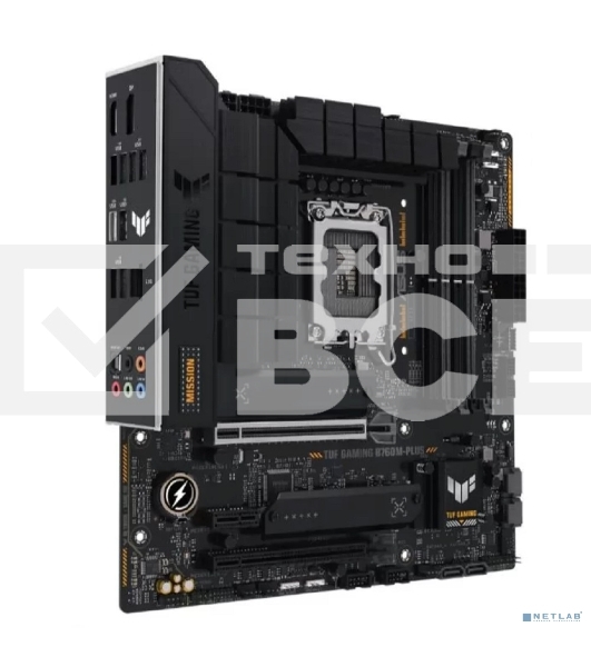 Материнская плата ASUS TUF GAMING B760M-PLUS, LGA 1700, Intel B760, 4xDDR5, 4xSATA, 2xM.2, 1xPCIe 5.0 x16, 1xPCIe 4.0 x4, 1xPCIe x1, 2xUSB-A 3.2 Gen 2, 3xUSB-A 3.2 Gen 1, 2xUSB 2.0, 1xUSB-C 3.2 Gen 2x2, 1x2.5Gb LAN, 5x3.5 мм, 7.1, mATX