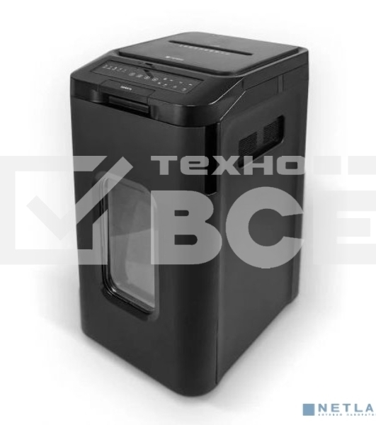 Шредер Heleos АП55-4 черный с автоподачей (секр.P-4) фрагменты 400лист. 55лтр. скрепки скобы пл.карты
