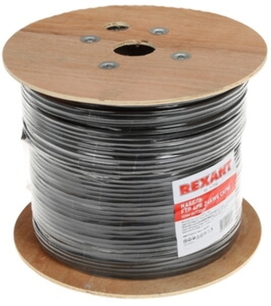 Кабель витая пара Rexant FTP 4PR 24AWG, cat.5e наружный (OUTDOOR) (бухта 305м) (в коробке)