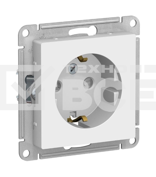 Розетка с заземлением со шторками Schneider-electric ATN000145 ATLASDESIGN, 16А, механизм, БЕЛЫЙ