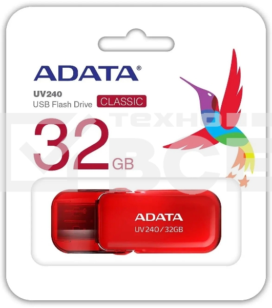 Флеш диск 32GB ADATA UV240, USB 2.0, Красный