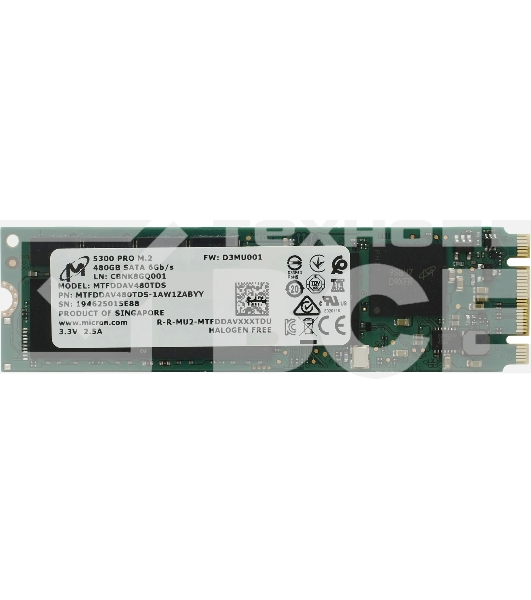 Накопитель SSD Micron 5300 PRO 480GB M.2 SATA Non-SED Enterprise Solid State Drive