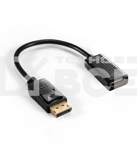 Кабель-переходник DisplayPort-HDMI ExeGate EX-DPM-HDMIF-0.2 (20M/19F, DP1.2 4K@60Hz, 0,2м)