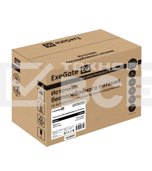 Источник бесперебойного питания ExeGate Power Smart ULB-500.LCD.AVR.2SH <500VA/300W, LCD, AVR, 2*Schuko, металлический корпус, Black>