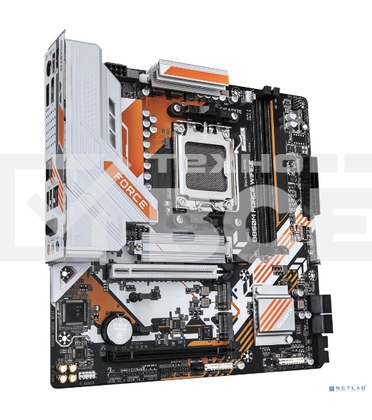 Материнская плата Gigabyte B850M FORCE WF6E, AM5, AMD B850, 2xDDR5, 4xSATA, 3xM.2, 1xPCIe 5.0 x16, 1xPCIe 4.0 x4, 1xDP, 1xHDMI, 1x2.5Gb LAN, Wi-Fi 6E, Bluetooth 5.3, 1xUSB-C 5Gbps, 1xUSB-A 10Gbps, 2xUSB-A 5Gbps, 2xUSB-A 2.0, 3x3.5 мм, 7.1, mATX
