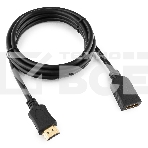 Кабель-удлинитель HDMI Cablexpert CC-HDMI4X-6, 19M/19F, v2.0, позол.разъемы, экран, 1.8м, черный, пакет, фото 1