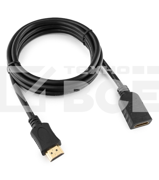 Кабель-удлинитель HDMI Cablexpert CC-HDMI4X-6, 19M/19F, v2.0, позол.разъемы, экран, 1.8м, черный, пакет