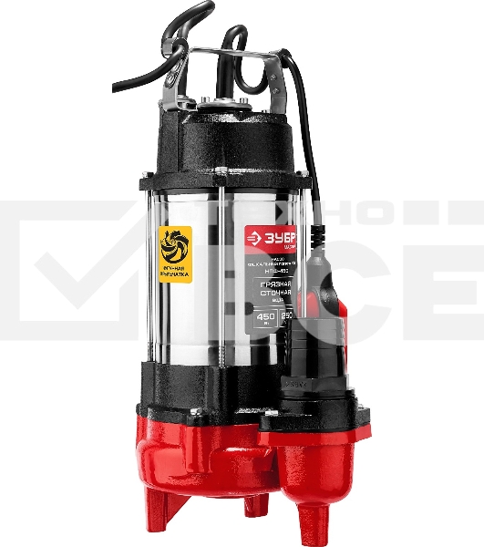 Насос ЗУБР НПФ-450 фекальный погружной 450Вт пропускная способность 250 л/мин напор 12м чугунн