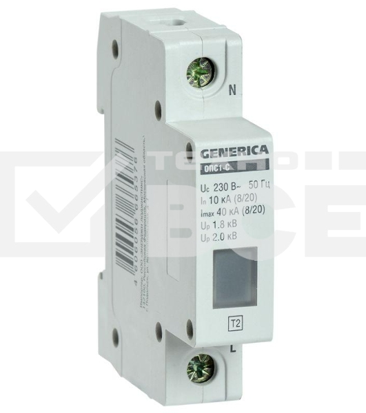 Ограничитель перенапряжения ОПС1-C 1Р 10/40кА 230В GENERICA IEK MOP20-1-C-G